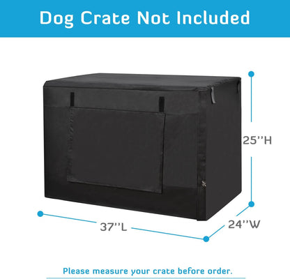 HONEST OUTFITTERS Dog Crate Cover 36 Inch Kennel for Medium Dog, Heavy Duty Oxford Fabric,with Double Door, Pockets and Mesh Window (37L x 24W x 25H,Black)