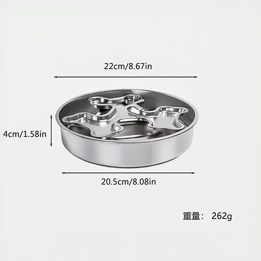 Stainless Steel Rotating Bone-Shaped Slow Food Bowl, 304 Grade Anti-Spill Pet Feeder for Dogs and Cats
