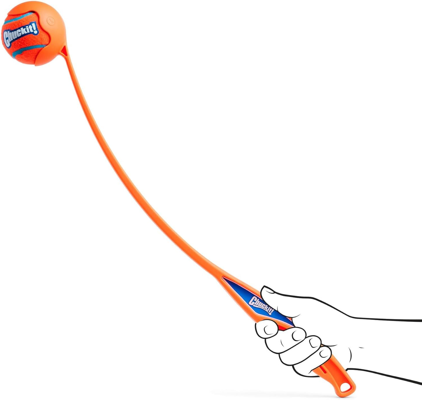 Chuckit! Sport 26L Dog Ball Launcher - Includes a 3-inch Diameter Large Ball for Dogs 60-100 Pounds - Manual Thrower for Dog Balls With a Slim Ergonomic Handle - 26-inch Length