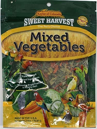 Mixed Vegetables Treat, 2.5 Oz Bag - Real Vegetables for Birds - Cockatiels, Parakeets, Parrots, Macaws, Conures