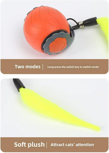 Bytewave Speedy Tail 3.0 is a Smart, Rolling cat Toy with 360° Motion, Feather Tails, and USB Charging. Two Modes Keep Indoor Cats Active, Entertained, and Engaged. Includes red and Blue Balls. (Blue)