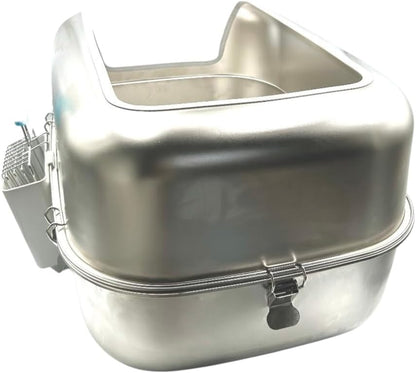 Extra-Large Metal Stainless Steel Litter Box with Stainless Detachable High Enclosure, *Exclusive* Soft-Handled Scoop with Mounted Side Box. Easy Clean, Reduces Scattering, Odor Resistant.
