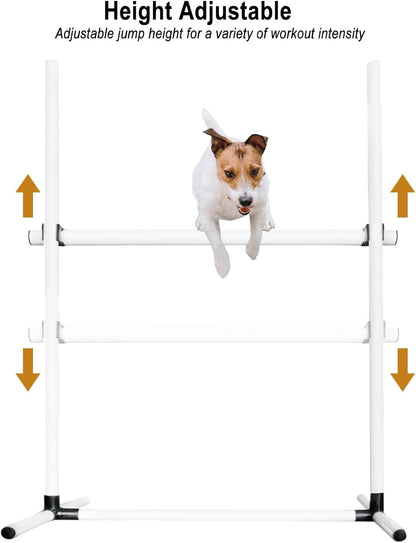 Dog Agility Jump Set with Adjustable Height Bars – Includes Carry Bag, Indoor & Outdoor Jumping Hurdles for Training, Dog Agility Course Equipment