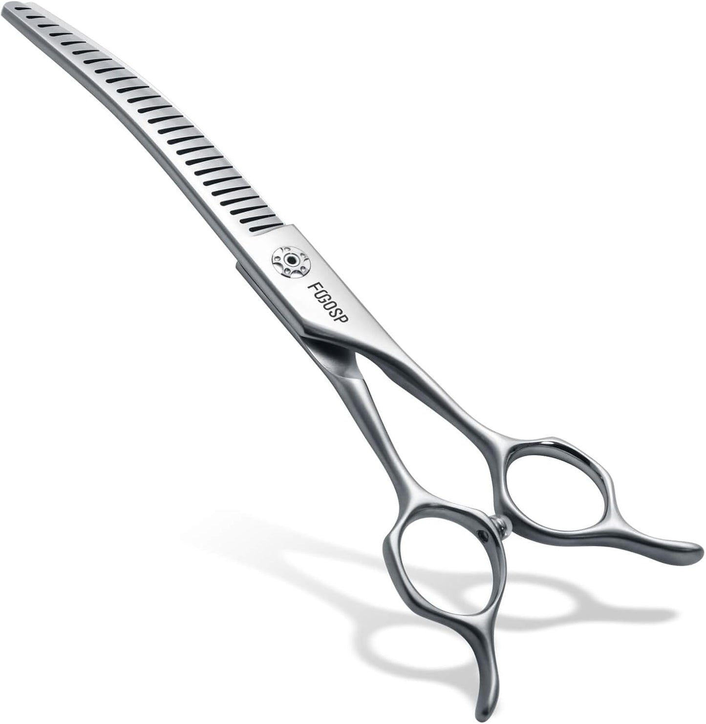 Curved Chunkers Dog Grooming Scissors 7" with Gradual with teeth Shears for Dogs Pet Japan Alloy Steel 70% Thinning Rate 24 Flat Teeth Fluffier Natural (7.0 in, Curve Chunker)