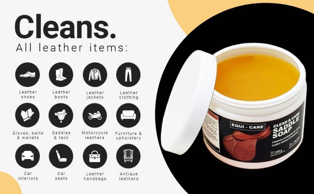 EQUI - CARE: Clean & Care Saddle Soap, Glycerin-Based soap with Added Moisturizers Designed to Clean and Condition Leather. Keep Your Leather tack and Equipment in top Condition.