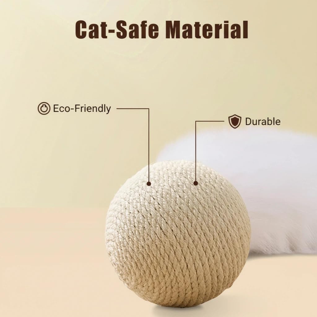 3.94 inch Sisal Ball Cat Toy for Teething and Play, Crinkle Sound Interactive Toys for Self-Entertainment and Boredom Relief for Cats