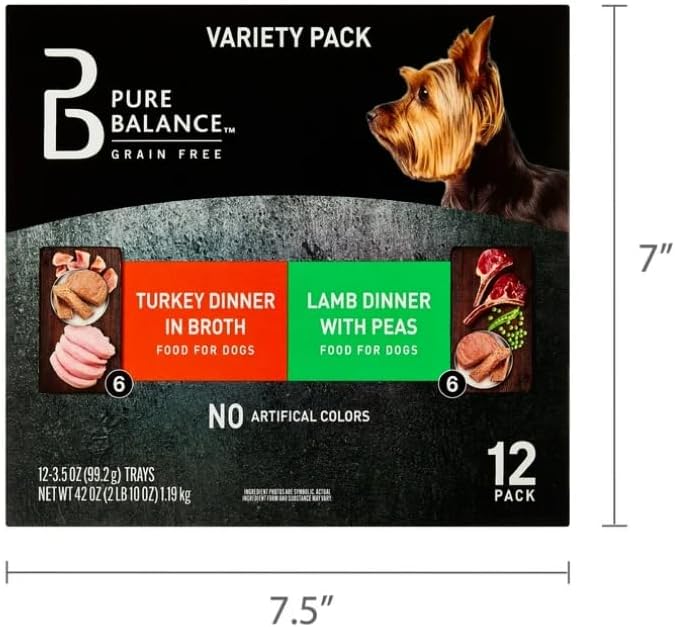 Pure Balance Grain-Free Wet Dog Food Variety Pack, 3.5 oz Trays, 12 Count