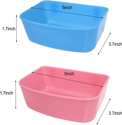 6 Pack Feeder (Blue, Pink), Hanging Feeder,Food and Water Container, Bath Water Bowl Universal for Birds Hamsters Mice Rats Rabbit Guinea Pig Small Pets (S)