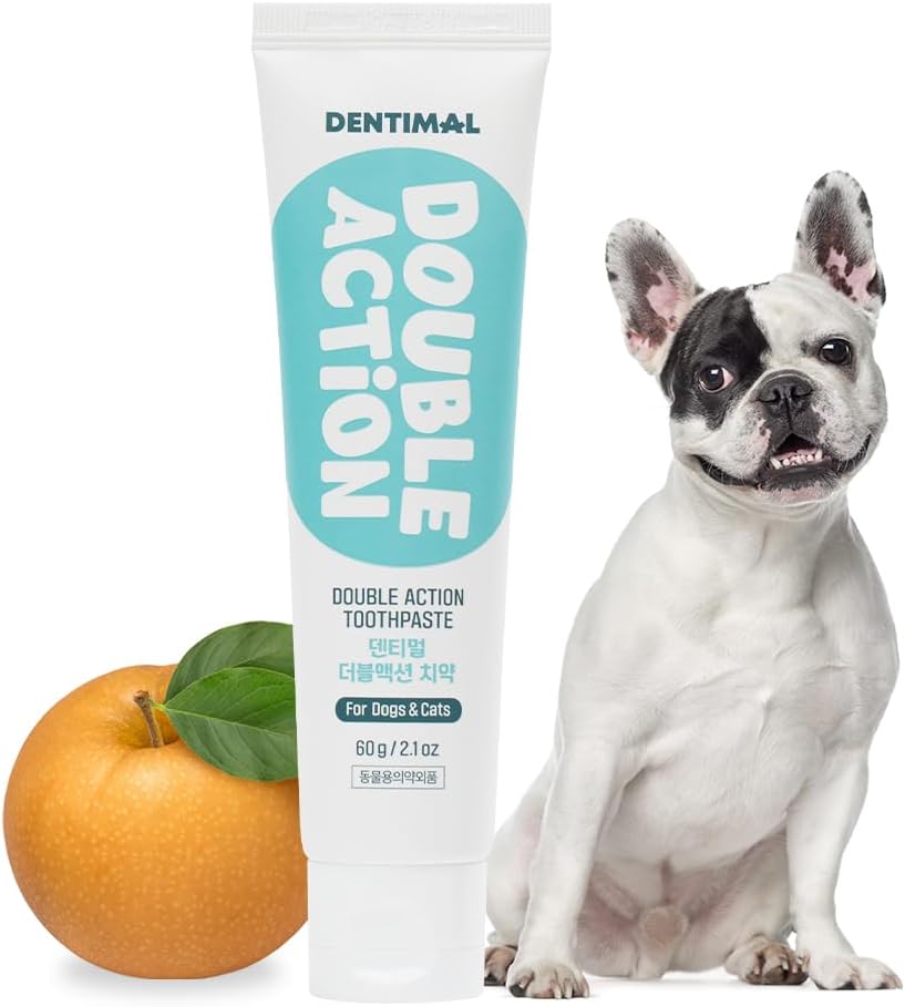Dentimal Double Action Enzymatic Pet Toothpaste for Dogs & Cats, with Pear Stone Cells to Clean Teeth, Remove Plaque & Tartar, Freshens Breath, Gum Care, Safe for Puppies and Kittens, 2 fl oz