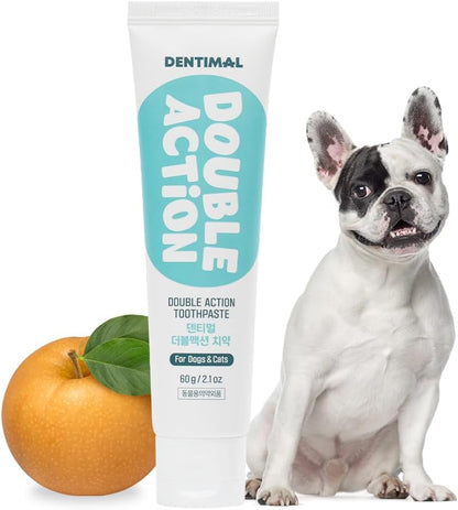 Dentimal Double Action Enzymatic Pet Toothpaste for Dogs & Cats, with Pear Stone Cells to Clean Teeth, Remove Plaque & Tartar, Freshens Breath, Gum Care, Safe for Puppies and Kittens, 2 fl oz
