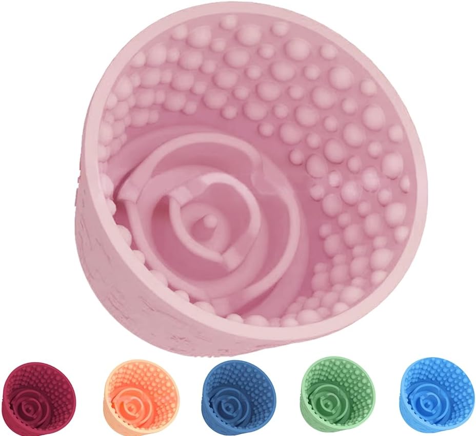 Dog Lick Bowl,Anxiety Relief Non-Slip Silicone Treat Bowl,Durable Long-Lasting Enrichment Slow Feeder Licking Mat for Small Medium Large Breed,Freezable BPA Free Silicone Dishwasher Safe-Pink