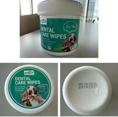 Teeth Cleaning Wipes for Dogs & Cats, Dog Finger Toothbrush Wipes, Dog Dental Care Finger Wipes, Dog Tooth Brushing Kit, Remove Plaque & Tartar Buildup, Fresh Breath (50 PCS, Unscented)