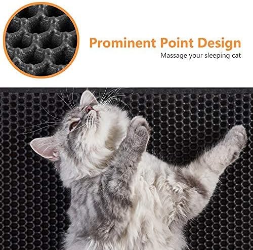 Cat Litter Mat-Litter Box Mat for Kitty, EVA Honeycomb Double Layer Design, Urine & Waterproof Scatter Control, Less Waste, Easier To Clean,Non Slip, Gray