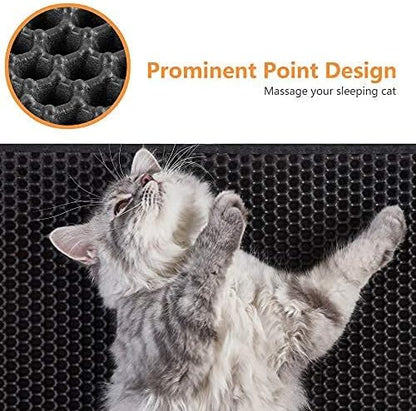 Cat Litter Mat-Litter Box Mat for Kitty, EVA Honeycomb Double Layer Design, Urine & Waterproof Scatter Control, Less Waste, Easier To Clean,Non Slip, Gray