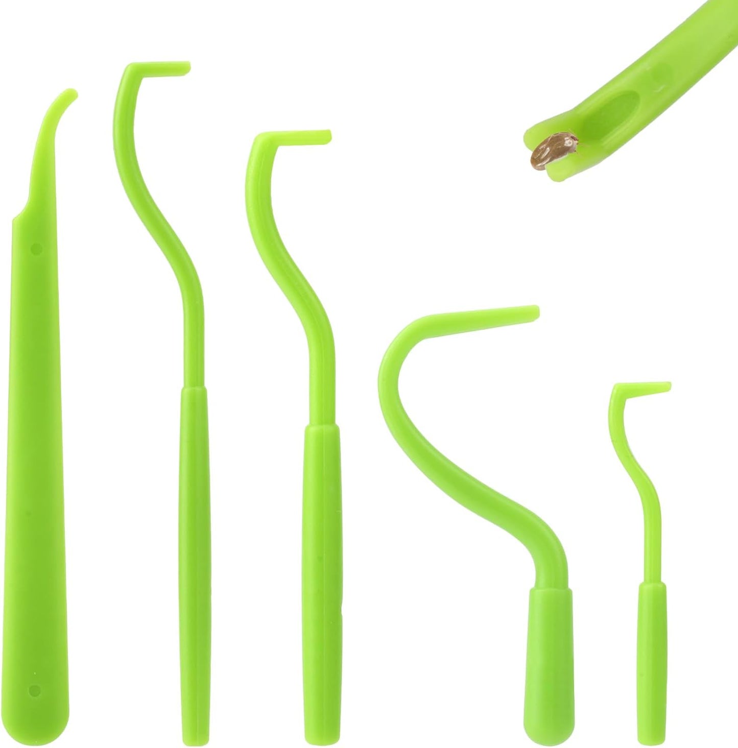 BOXOB 5pcs Tick Remover Tool Kit, 4 Sizes Safe & Easy Remover Tools Plastic Painless Tick Puller Twister Tweezers for Humans Dogs Cats Horses (Green)