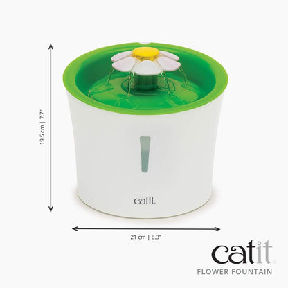 Catit LED Flower Fountain with Triple Action Filter, Cat Drinking Water Fountain, 3 L