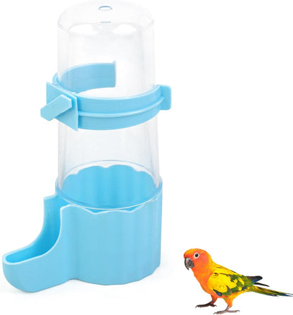 Small Animal Water Bottle No Drip, 8.29 Oz Transparent Auto-Add Food & Water Bottle for Hamster, Small Chicken, Parrot, Quail, Bird Water Dispenser for Wire or Acrylic Cage (Blue)