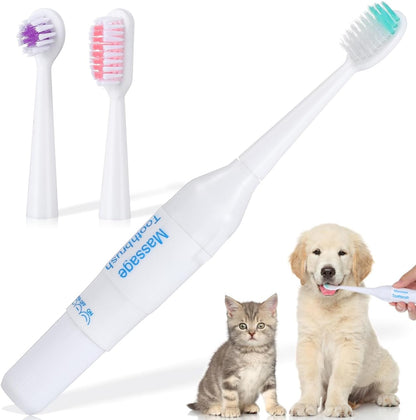 TEHAUX Electric Doggie Toothbrush with Soft Bristles, Puppy Toothpaste Brush for Small Dogs - Pet Puppy Portable Design Electric Brush with Replacement Head Travel Use - Batteries Not Included