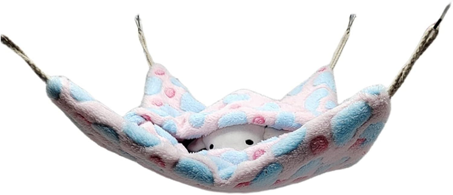 ISMARTEN Small Animal Hanging Hammock, Pet Hanging Nap Sack Sleep Bag Bed, Cage Hammock Beds for Ferret Guinea-Pig Sugar Glider Hamster Rat Mice Chinchilla Flying Gerbil and Squirrel (Pink)
