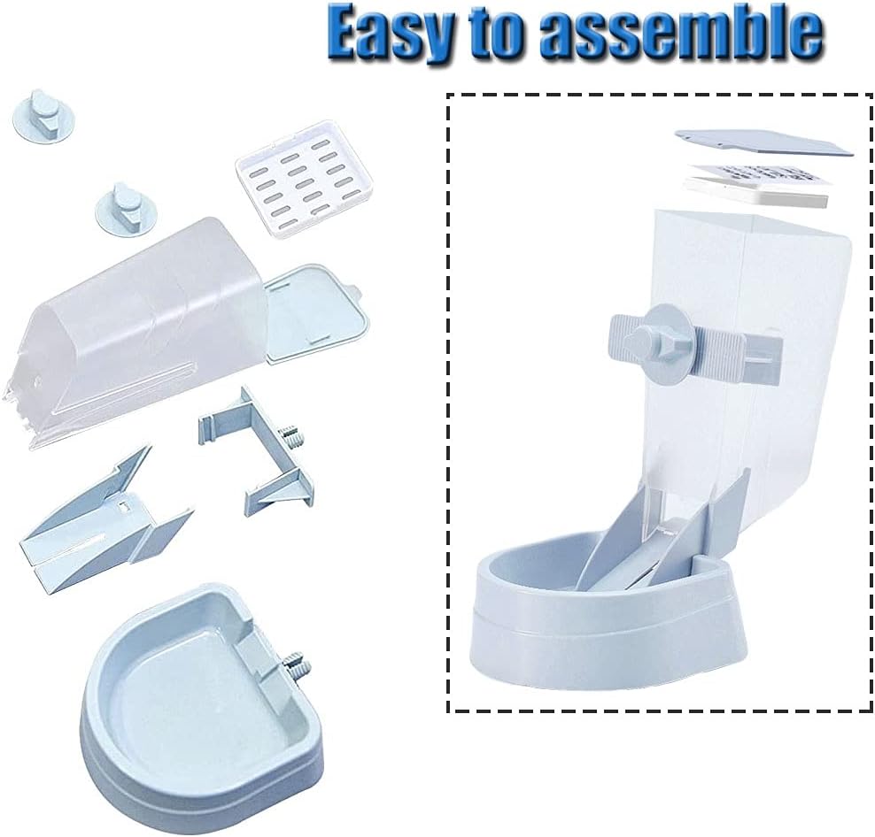 Oncpcare 1L Rabbit Cage Automatic Feeder Food Dish Small Animal Bin Feeder with Lid for Bunny Cat Ferret Chinchilla Guinea Pig