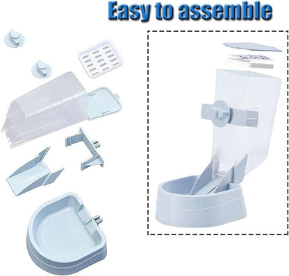 Oncpcare 1L Rabbit Cage Automatic Feeder Food Dish Small Animal Bin Feeder with Lid for Bunny Cat Ferret Chinchilla Guinea Pig