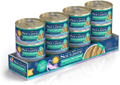 Soulistic Pate Chicken & Turkey Dinner in a Hydrating Puree Wet Cat Food, 2.8 oz., Case of 12
