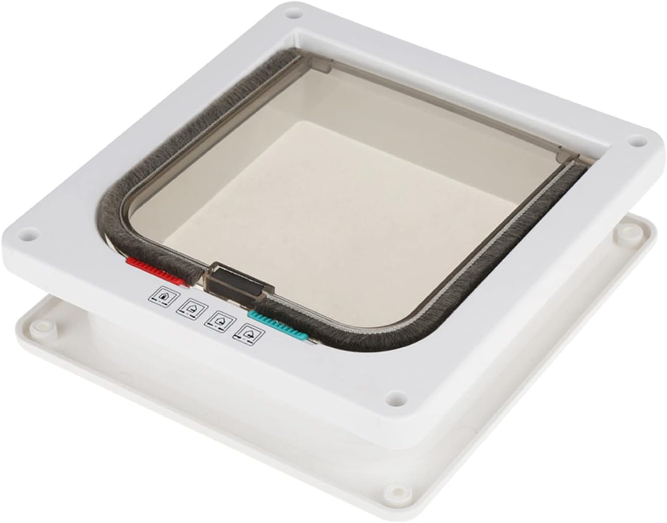 Lockable Pet Cat Flap Door, Small Dog and Cat Flap with 4 Way Locking, Weatherproof Double Flap, Easy DIY Installation - Secure Access Control, Energy Saving, Ideal for Indoor an