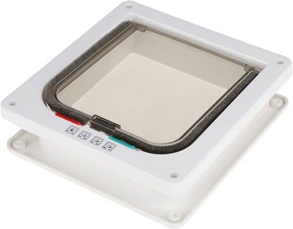 Lockable Pet Cat Flap Door, Small Dog and Cat Flap with 4 Way Locking, Weatherproof Double Flap, Easy DIY Installation - Secure Access Control, Energy Saving, Ideal for Indoor an