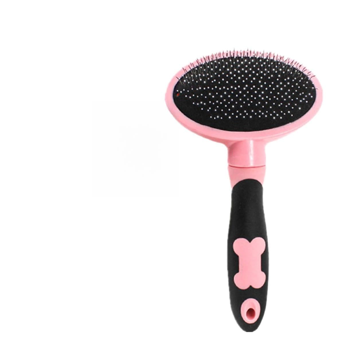 Pet Grooming Brush for Cats and Dogs, Pink Pet Comb Cleaning Tool with Soft Bristles for Indoor Fur Removal and Shedding Control