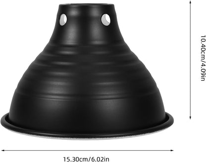 Reptile Lamp Shade Heat Lamp Protector 5.5-Inch Reflective Lampshade Black Exterior White Interior for Reptile Habitat Heating in Terrariums