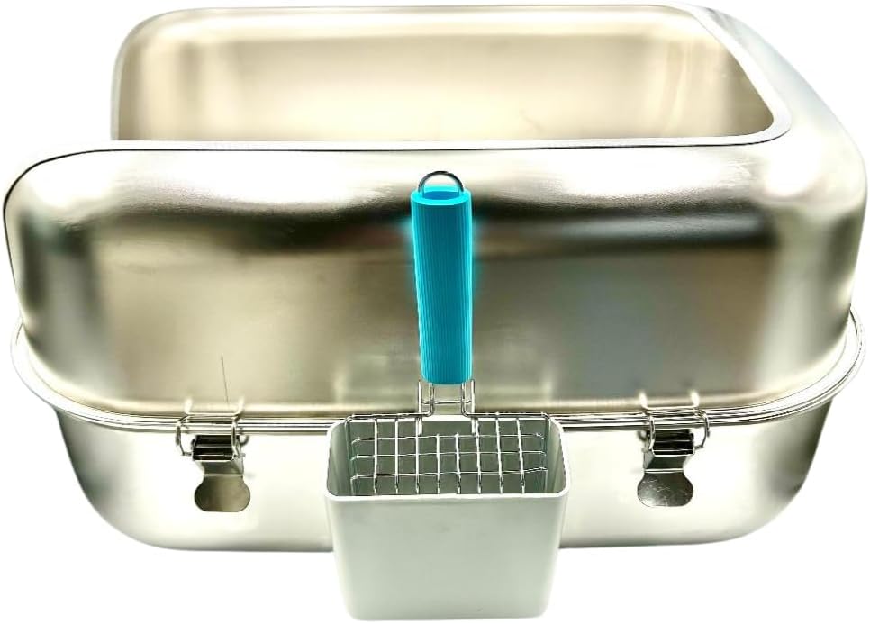 Extra-Large Metal Stainless Steel Litter Box with Stainless Detachable High Enclosure, *Exclusive* Soft-Handled Scoop with Mounted Side Box. Easy Clean, Reduces Scattering, Odor Resistant.