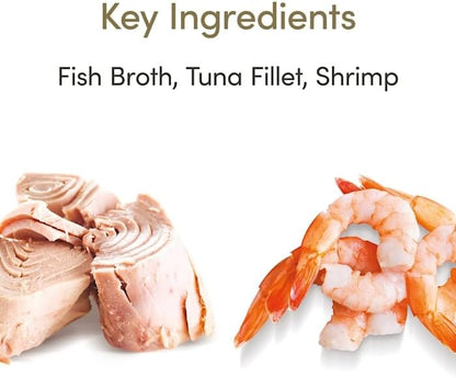 Applaws Natural Tuna Flakes with Shrimp in Gravy Wet Cat Food, 2.12 oz., Case of 18, 18 X 2.12 OZ