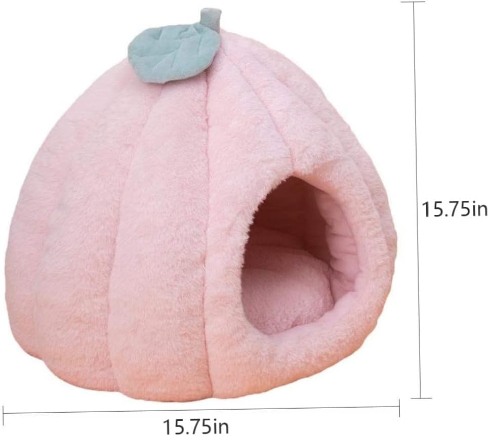 Cat Beds and Sofa Cave House Pumpkin Indoor Kennel with Detachable Cushion for Pets S