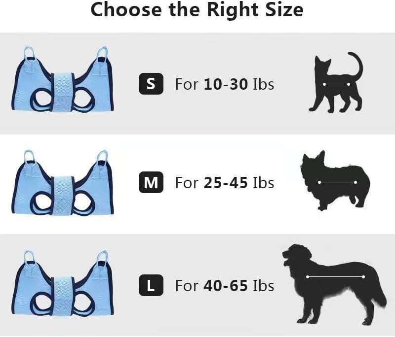 Hands-Free Pet Grooming Sling for Cats & Small Dogs – Breathable Mesh Hammock for Nail Care, Grooming & Calm Handling (Blue,S)