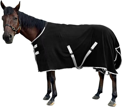 Polar Fleece Horse Blanket, Soft Horse Cooler,Multi-Function Horse Sheet (Black, US 72IN(EU 135CM))