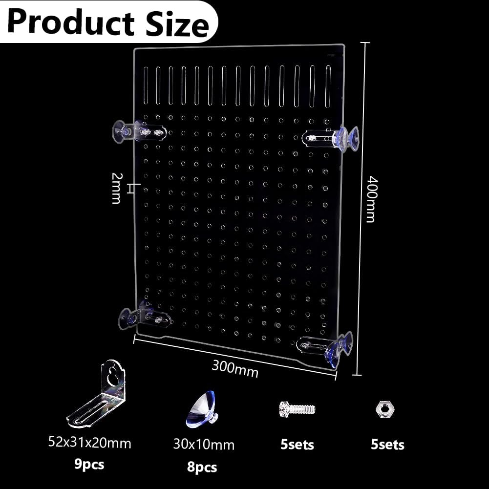 Aquarium Fish Tank Divider Acrylic Isolation Grid Board with Suction Cups Transparent Plate Baffle Cover Clear Fish Separator Inline Splitter Pump Tubing Connector Board 15.7x11.8x0.08 Inch