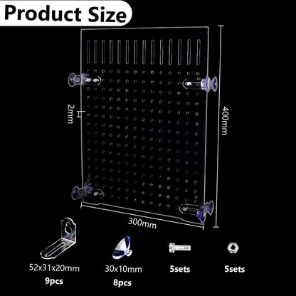 Aquarium Fish Tank Divider Acrylic Isolation Grid Board with Suction Cups Transparent Plate Baffle Cover Clear Fish Separator Inline Splitter Pump Tubing Connector Board 15.7x11.8x0.08 Inch