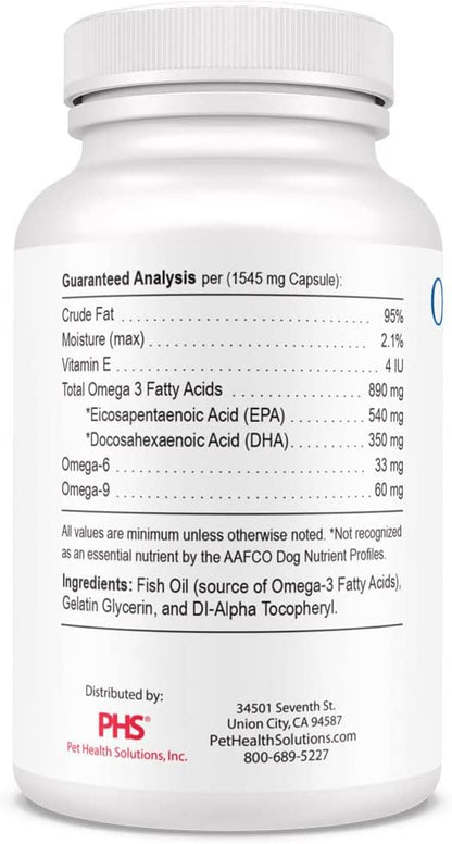 Omega Caps HP Snip Tips for Medium and Large Dogs High Potency EPA and DHA Maximum Bioavailability Fish Oil Supplement Vet Formulated Made in USA Skin Coat Joint and Heart Health 60 Capsules