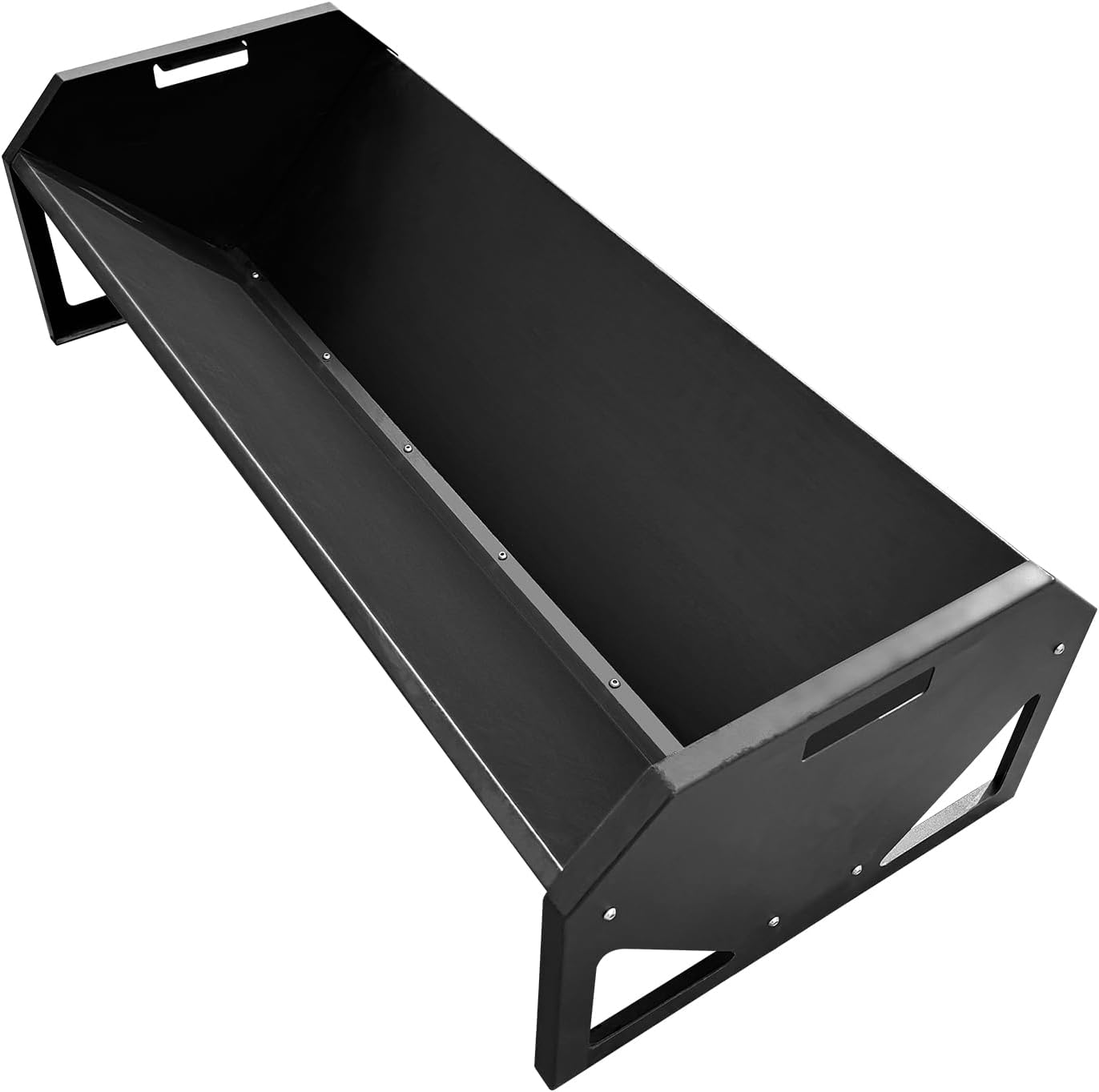 Heavy Duty 45" Steel Livestock Feeding Trough - 22 Gallon Large Capacity Feeder for Horses, Goats, Sheep, Cattle, Cows, Alpacas - Durable Hay & Water Trough for Barn or Stable Use - Black