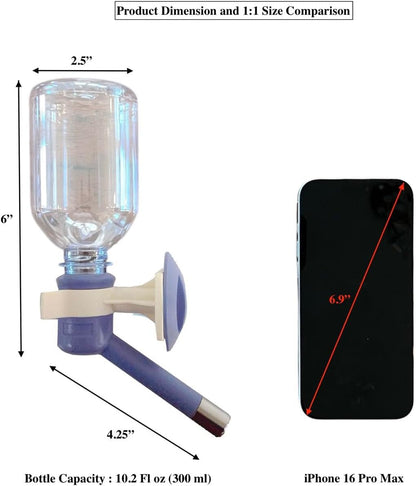 Choco Nose Patented No-Drip Dog Water Bottle/Feeder for Dogs/Cats and Other Small-Medium Sized Animals - for Cages, Crates or Wall Mount. 10.2 Oz. Mess Free Leak-Proof Nozzle 16mm, Blue (C590)