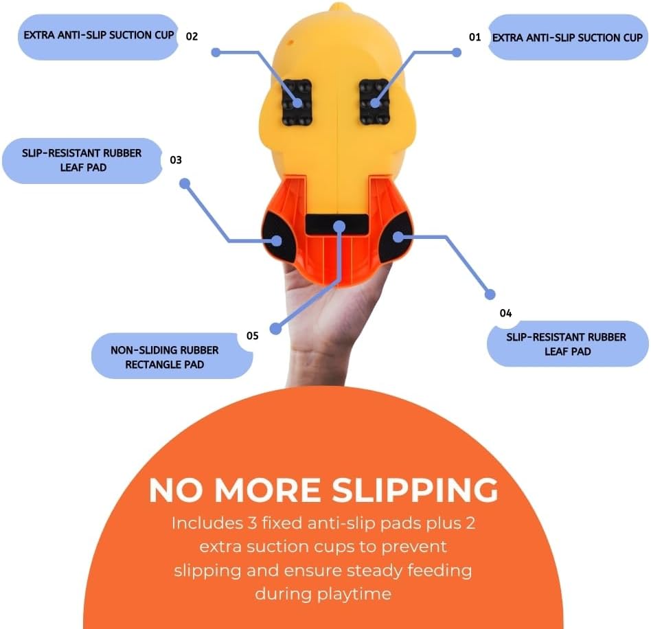 Dog Interactive Treat Dispenser Toy - Anti-Slip Duck Slow Puzzle Feeder for Dogs & Cats - 3 Challenge Lids for IQ Training, Mental Enrichment for Small, Medium & Large Dogs