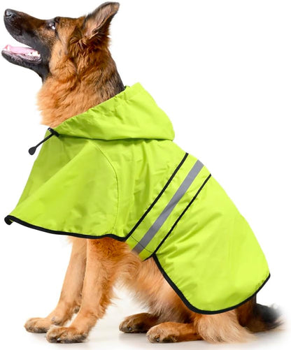 Waterproof Raincoats for Dogs - Adjustable Pet Raincoat Jacket, Lightweight Dog Hooded Rain Coat Waterproof Rain Poncho for Small to X- Large Dogs and Puppies (Neon Green, Large)
