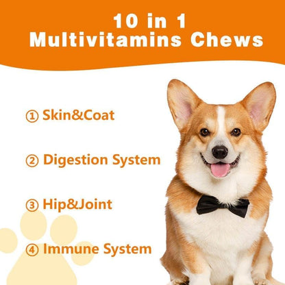 Mana Ohana 10-in-1 Multivitamin Chews for Dogs – Complete Daily Supplement for Skin, Coat, Digestion, Joints, Immunity & Overall Health – 130 Soft Chews, 7 oz – All Breeds