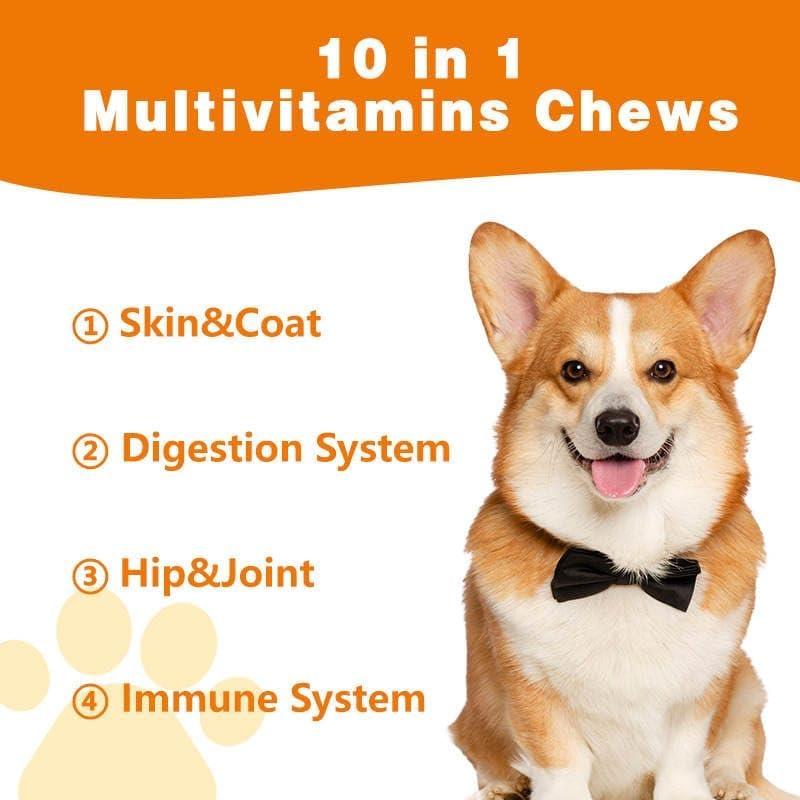 Mana Ohana 10-in-1 Multivitamin Chews for Dogs – Complete Daily Supplement for Skin, Coat, Digestion, Joints, Immunity & Overall Health – 130 Soft Chews, 7 oz – All Breeds