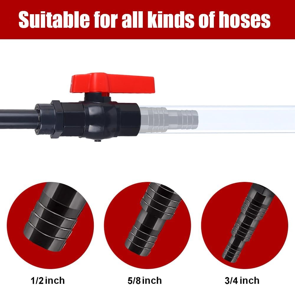 MiOYOOW Aquarium Water Changer, PVC Aquarium Water Filler Hanging Fish Tank Hook Filler with Flow Switch for 1/2“, 5/8”, 3/4” Hose