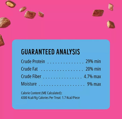 Bonkers Cat Bites, Crunchy & Soft Salmon Supreme Flavor Treats, Low Calorie, Training or Food Topper 3 oz -2 Pack Plus 4 Cat Spring Toys