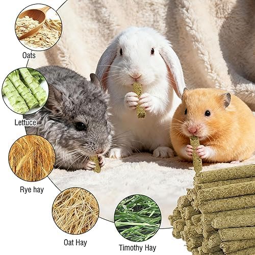 Small Animal Timothy Hay Treats for Hamsters, Golden Hamsters, Guinea Pigs, Natural Healthy Chewing Sticks C