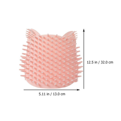 Cat Self Grooming Brush Silicone Corner Massage Comb Large Pink Wet and Dry Use Pet Shedding Removal Tool for Indoor Cats