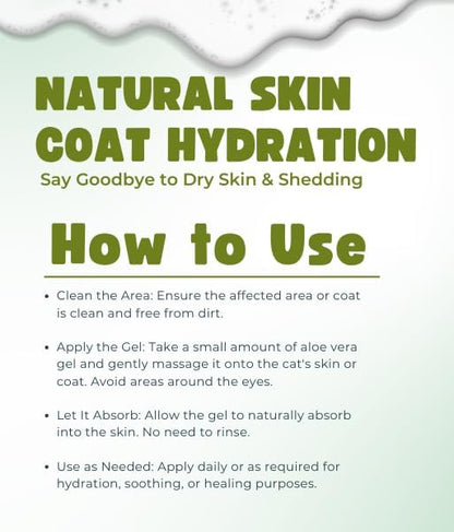 Aloe Vera Gel for Cats (Feline) 99% Natural, Hydrating Skin & Coat Care – Free from Paraben, Alcohol, Fragrance & Color – 220gm (7.7oz)