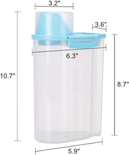 Pet Food Storage Container with Graduated Cup and Seal Buckles Food Dispenser for Dogs Cats (Blue)